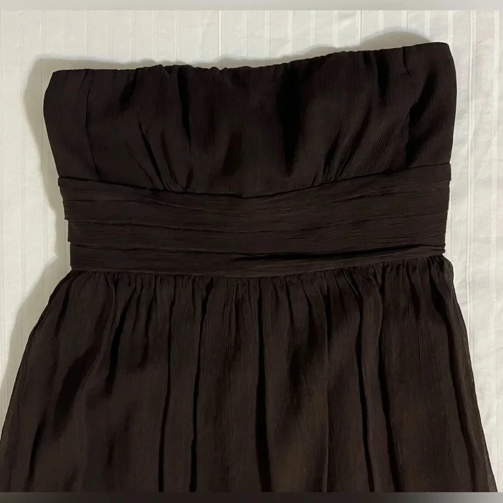 J. Crew Strapless Silk Chiffon Dress. Size 0.  Chocolate brown